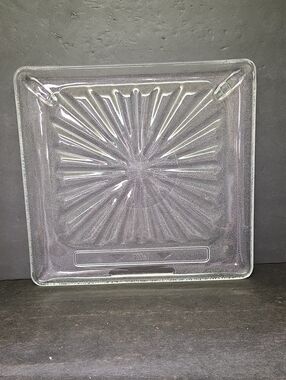 Vintage Amana Radarange Microwave Square Glass Tray Starburst